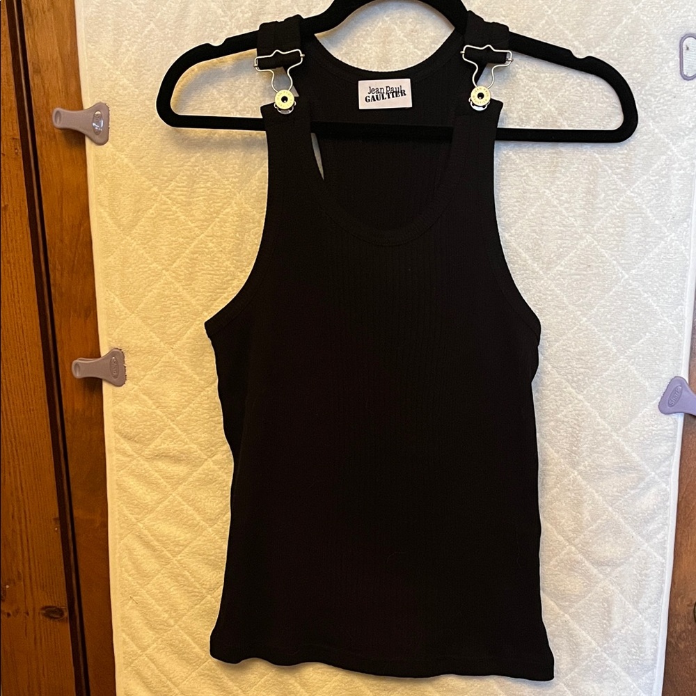 Jean Paul Gaultier Black Suspenders Tank Top